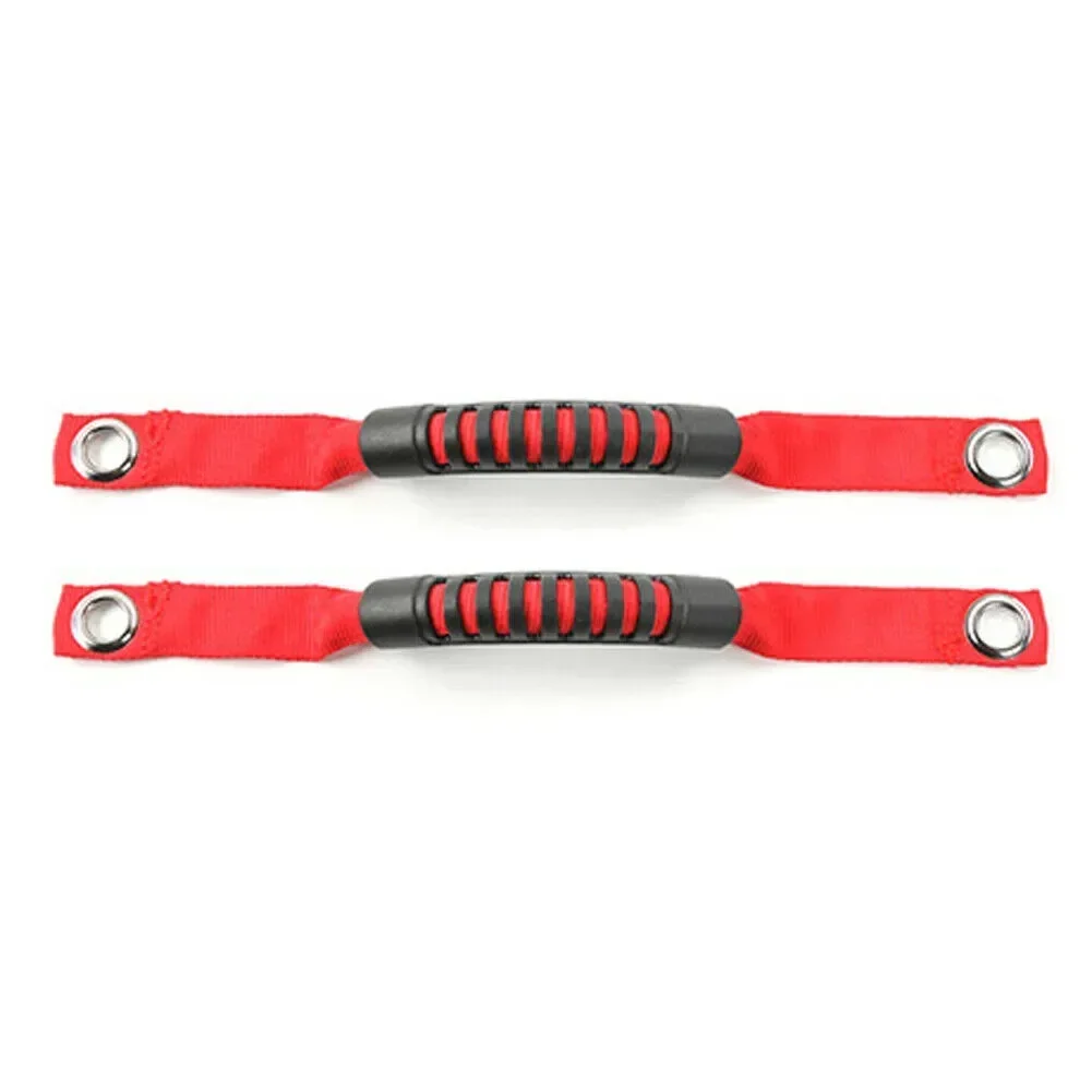 Sturdy Nylon Rubber Grab Grip Interior Handles For For Jeep For Wrangler JK/TJ/YJ/CJ Red/Black Easy In and Out