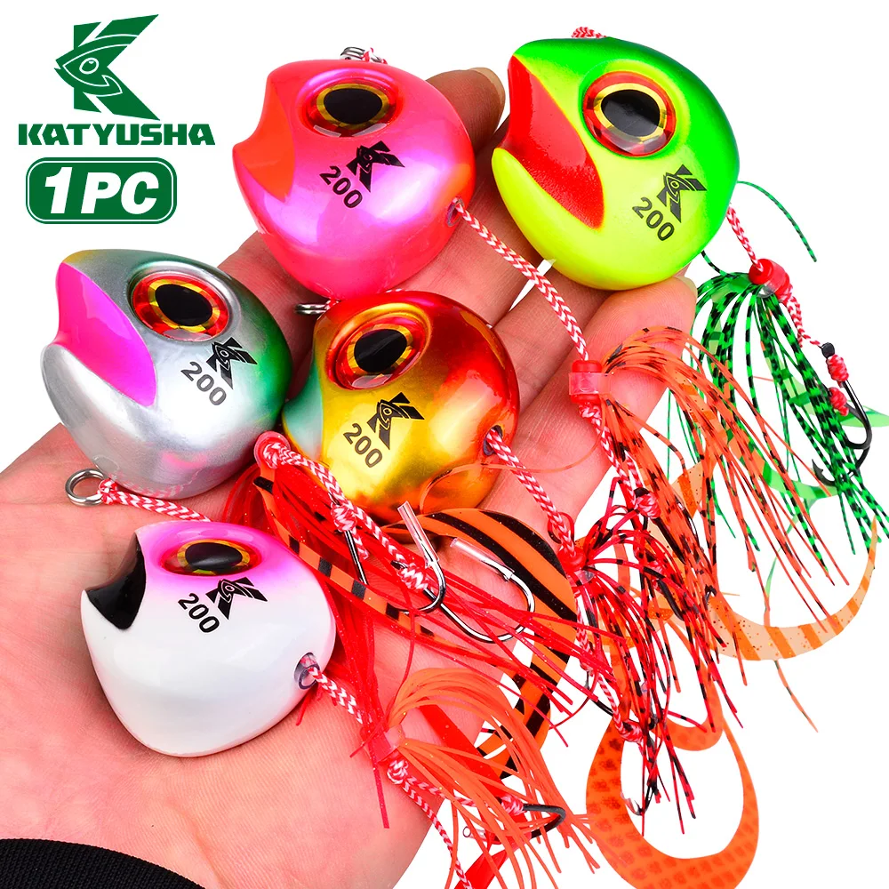 Katyusha 60G-200G Jig Salzwasser-Angelköder Bass Wobbler Crankbait Pesca Künstlicher Köder Angelzubehör Jig-Köder mit Röcken