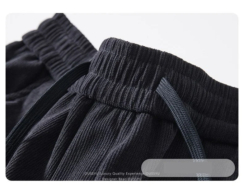 Herren-Cordhose für Herbst und Winter, locker geschnitten, gerade, mit Kordelzug, elastischem Bund, Streetwear-Mode, Baggy, lässige Hose, braun – Detail 14