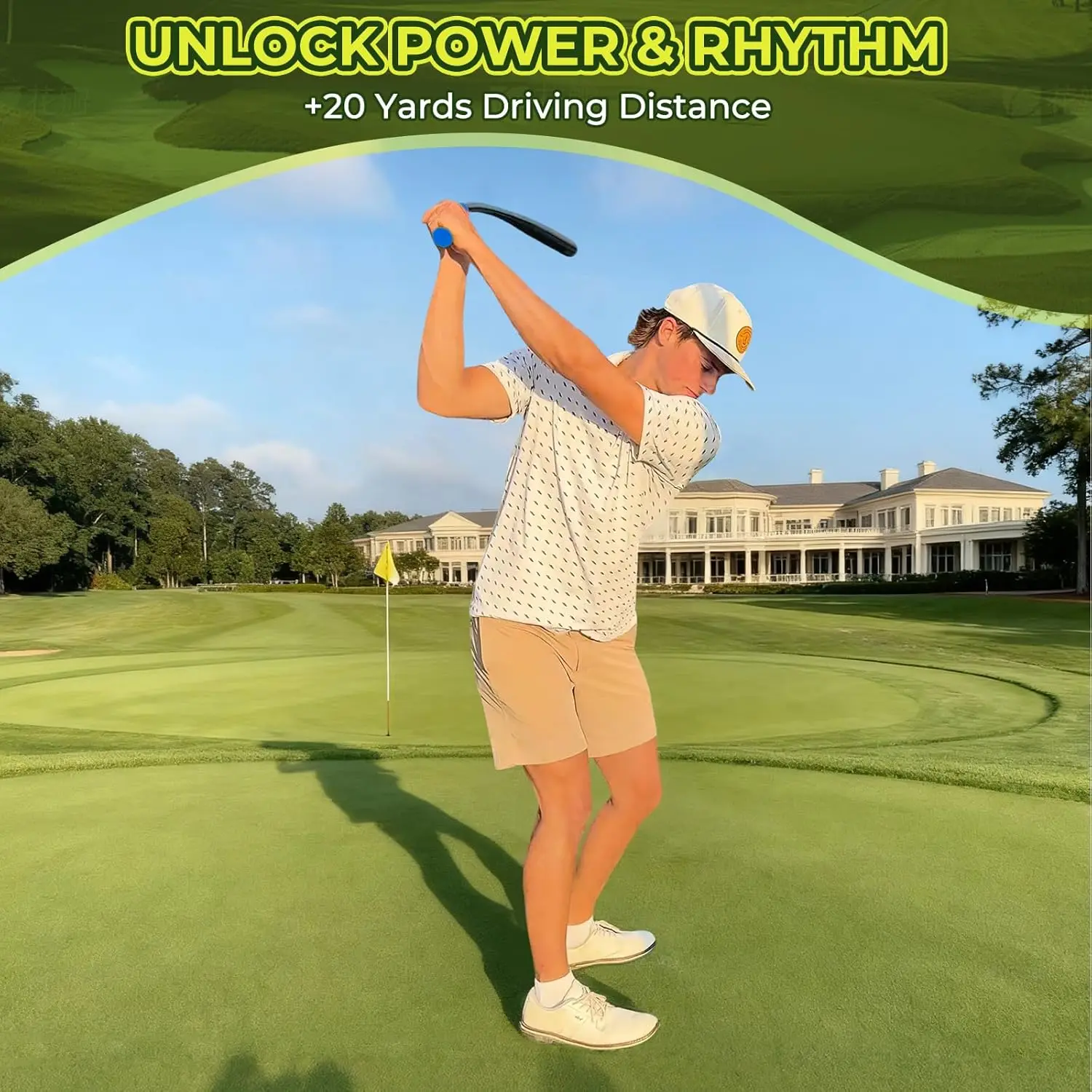 Golf Swing Trainer Aid for Power & Driving Distance | Flexible Weighted Golf Training Aid Improves Balance, Strength, Tempo, Rhy