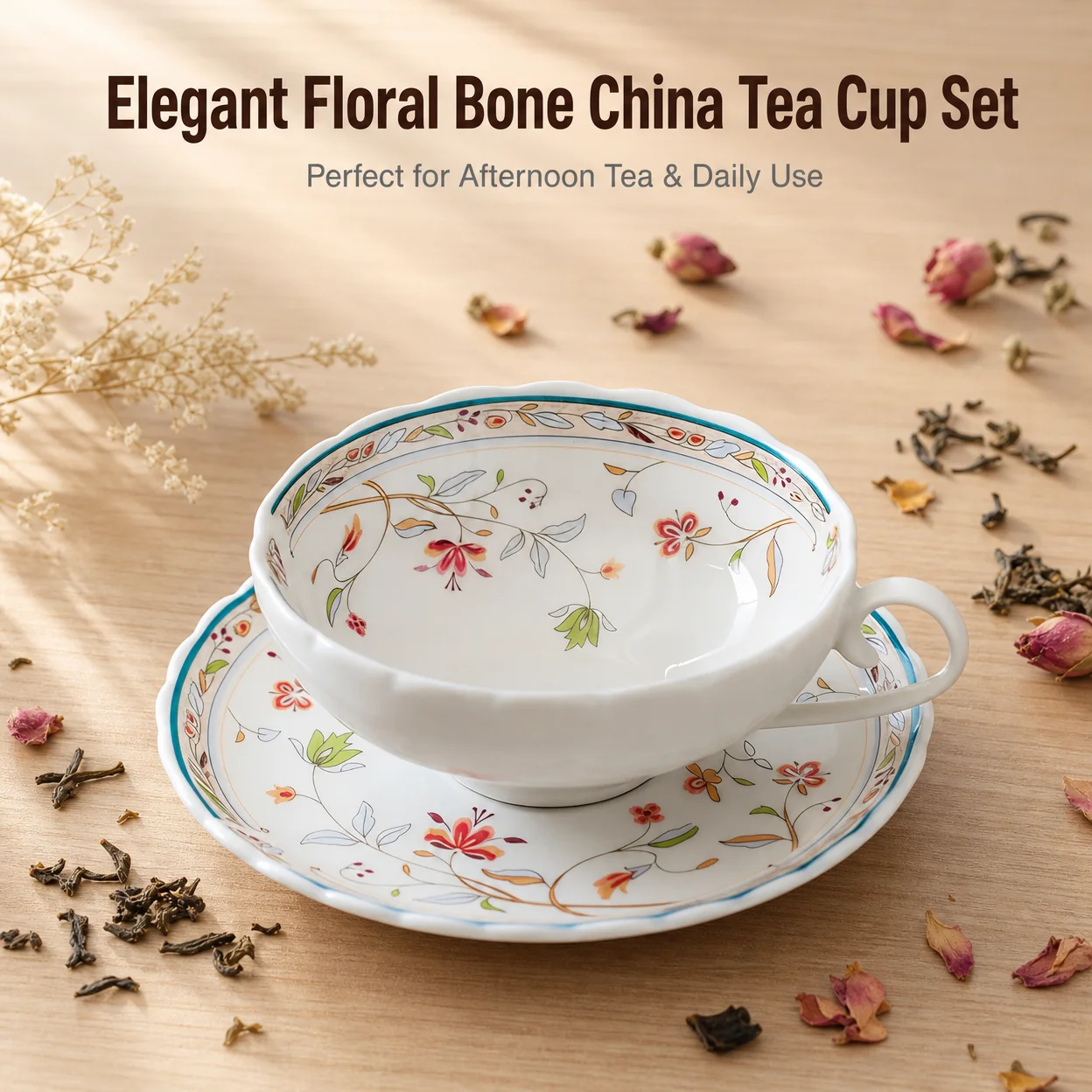 2-4pcs European Vintage Ceramic Coffee Cup and Saucer Set Floral Print Tea Cup Elegant Afternoon Tea Drinkware Aesthetic Home