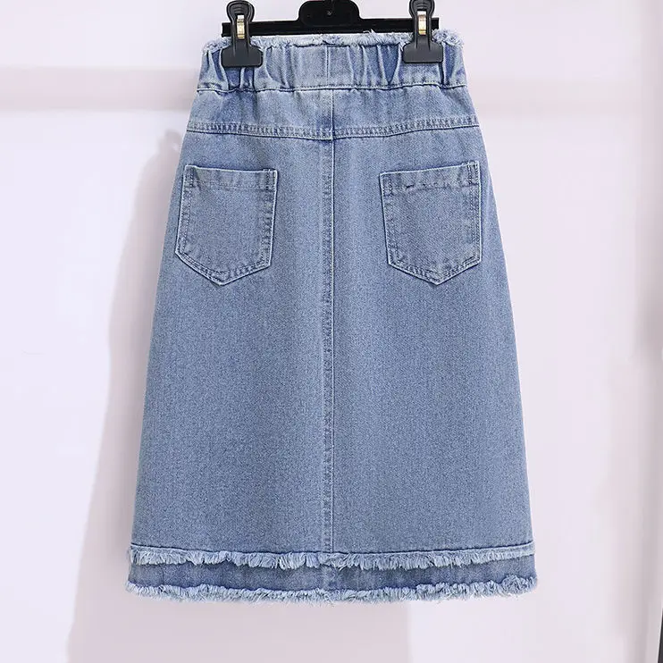 Kids Girls Tassels Mid Length Skirt 2025 New Teenage Girls Casual Denim Jean Skirts Spring Summer Clothing Japanese Korean Style