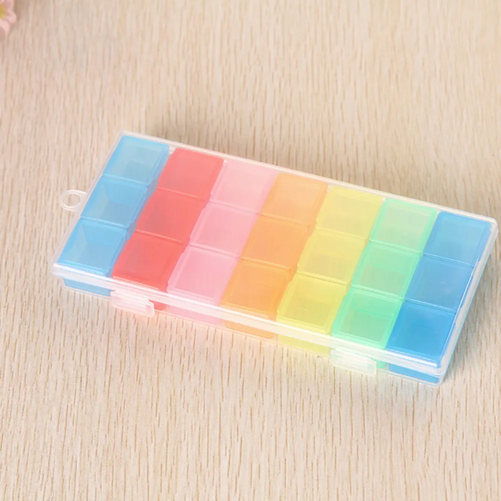 

2Pcs 7 Days Medicine Box Colorful Pill Organizer 21 Compartments Weekly Detachable Storage Container for Family School Use