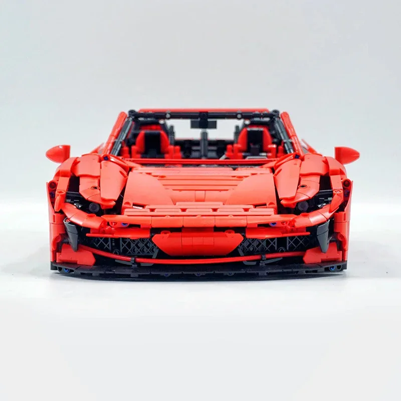 F8 สีแดงรถกีฬารุ่นบล็อกตัวต่อ MOC JD018 รถเปิดประทุนอิฐไอเดียไฮเทคของเล่นชุดคริสต์มาสของขวัญเด็กผู้ใหญ่