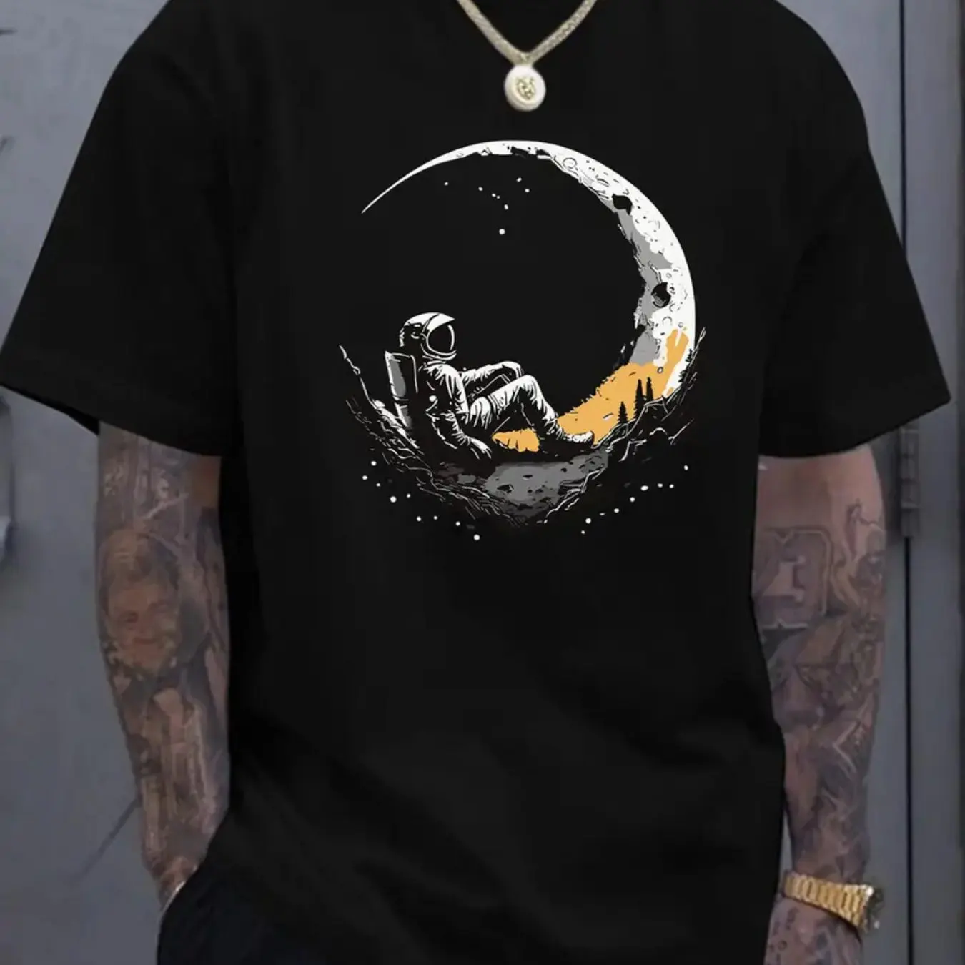 Men Women Summer Loose Comfortable Casual Solar System Planets Print Round Neck Street Short-Sleeve T-Shirt Top Clothing Summer