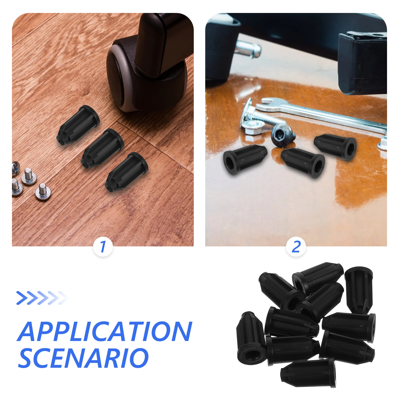 

10pcs Caster Socket Sleeves Replacement Stem Mounting Sleeves Friction Resistant Wheel Protection Stability Easy Install