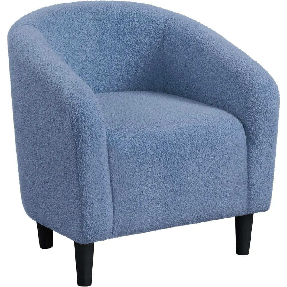 Harige Sherpa Elegante Fauteuil Met Gezellige Zachte Gewatteerde, Geschikt Voor Woonkamer Slaapkamer Ontvangstruimte Kantoor, Blauw