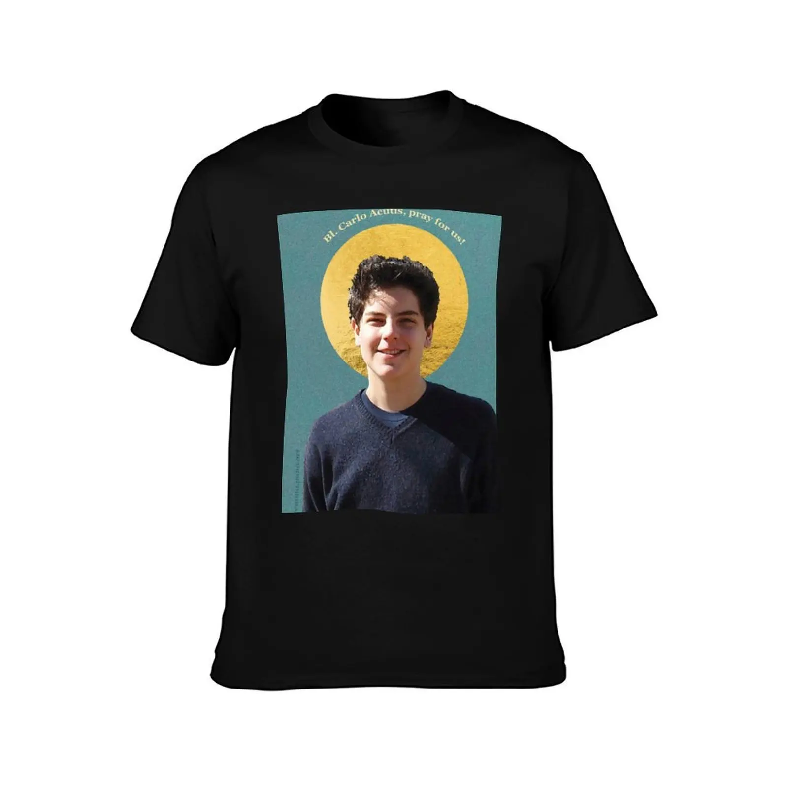 Blessed Carlo Acutis Holy Card Design T-Shirt cotton t shirt pack T-Shirt