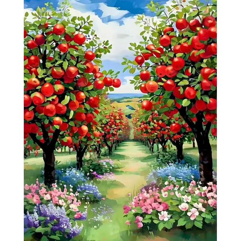 

GATYZTORY Orchard Paint By Numbers Picture Art Supplies Landscape Acrylic Paint Handpainted Drawing Kit