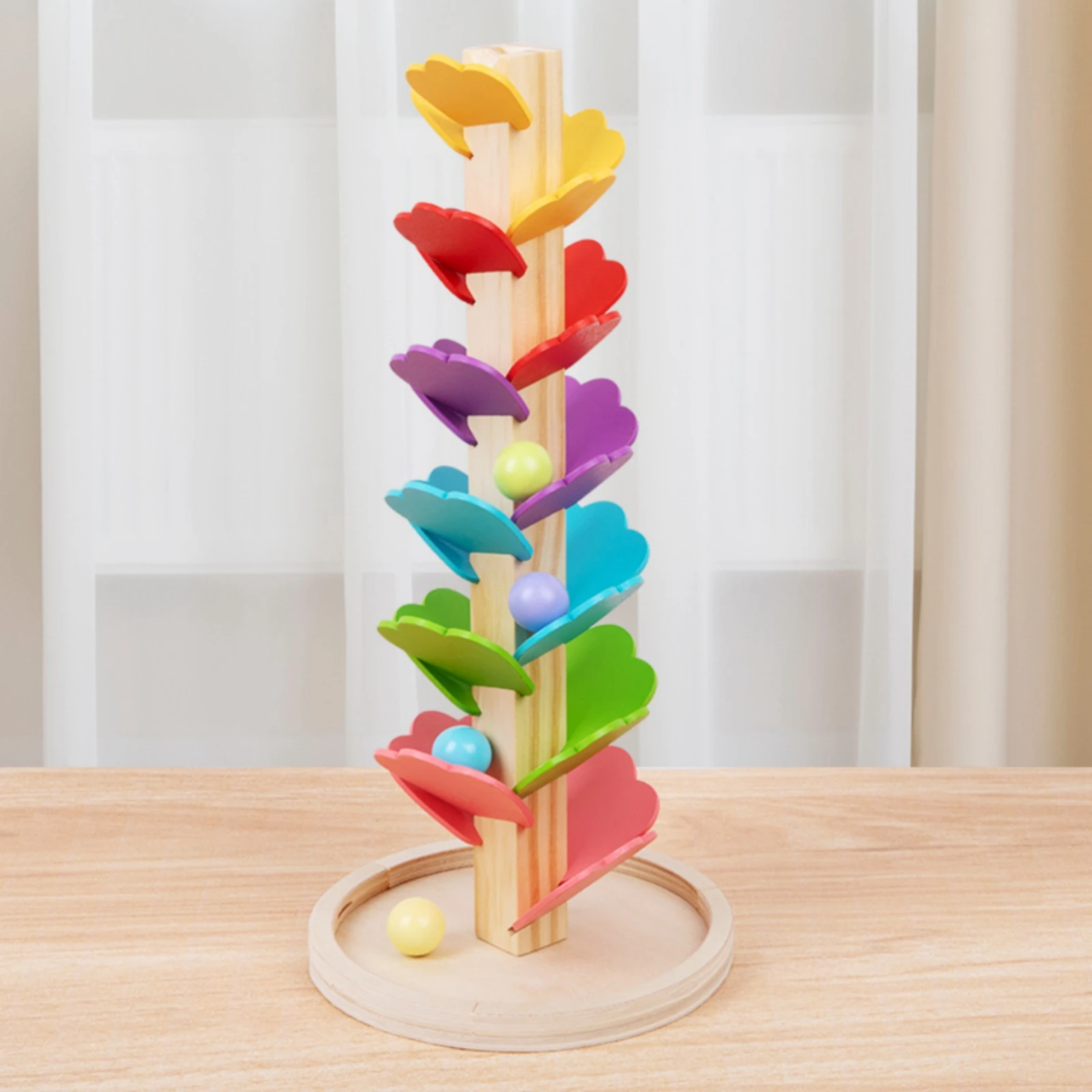 

Wooden Tree Ball Toy Smooth Ball Drop Toy Marble Tree Set Sturdy Wood Children's Plaything Hand-Eye Coordination