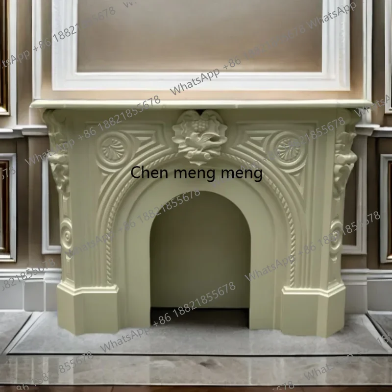 

French solid wood carving flower fireplace decorative rack retro entrance porch rack