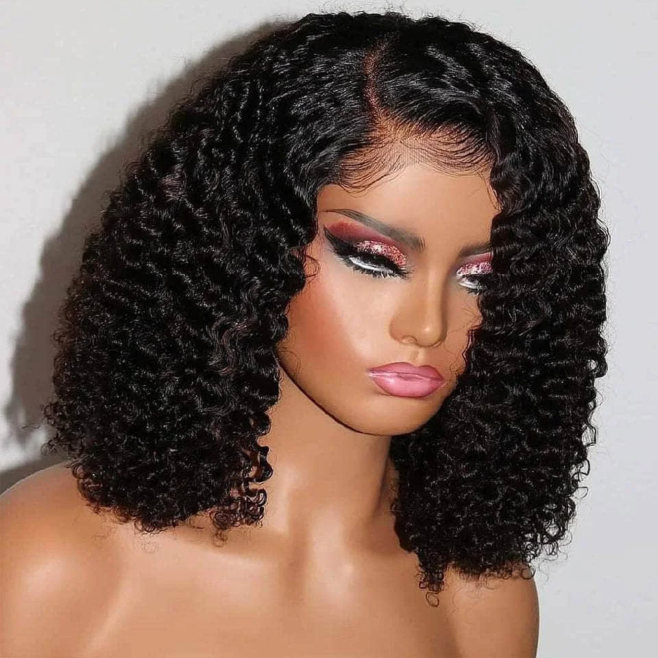 

Water Wave Short Bob Wigs Human Hair 13x4 Lace Front Human Hair Wig Afro Curly Bob Wig Brazilian Hair Deep Wave Lace Frontal Wig