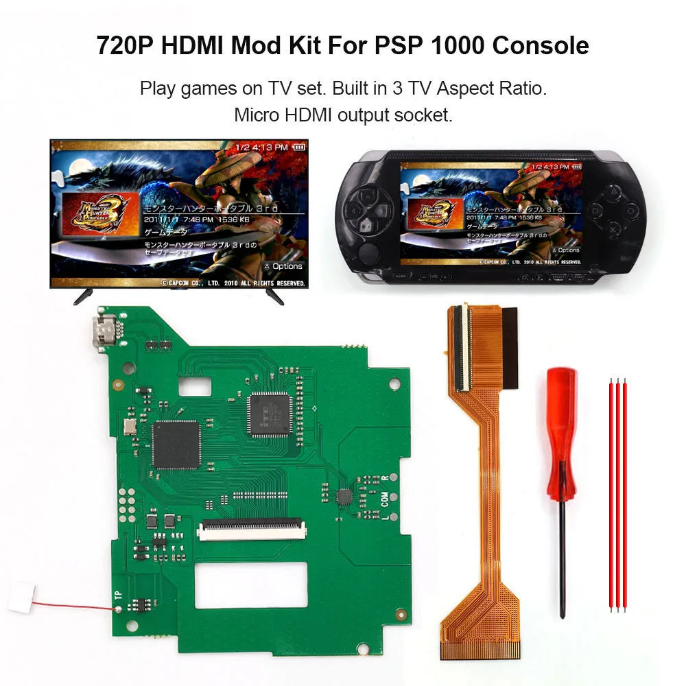 Hispeedido 720P PSPDigital HDMI PSP 1000 Digital to Digital HDMI MOD Kit PSP1000 HD TV PCB Kit For PSP 1000 Console