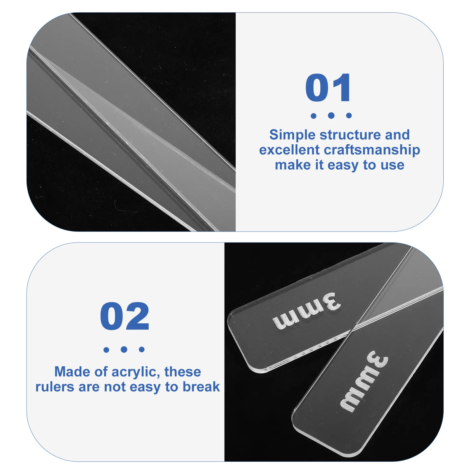 

2pcs Acrylic Baking Ruler For Dough Thickness Cookie Balance Stick Measuring Rolling Pin Guide Tools Kitchen Baking Accessories