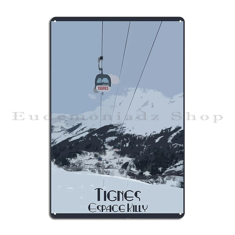 Tignes Metal Plaque Poster Create Garage Club Pub Cinema Tichot Chair Lift Tignes France travel Tin Sign Poster