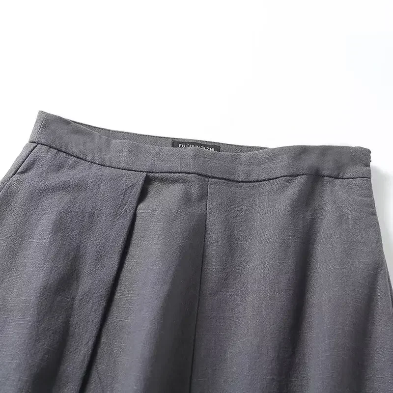 Dames 2023 Chique Temperament Commuter Joker Geplooid Design Zak Midi Rok Retro Hoge Taille Rits Dames Rok Mujer