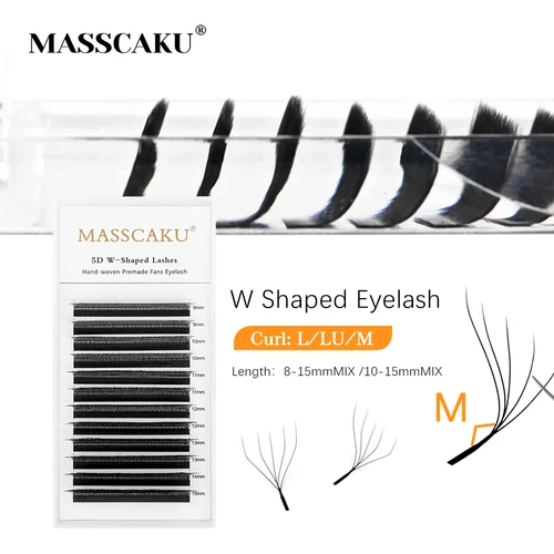 MASSCAKU LU(M)/L Curl YY/3D/4D/5D W pestañas 8-15mm luz suave pestañas profesionales pestañas individuales proveedor de herramientas de maquillaje