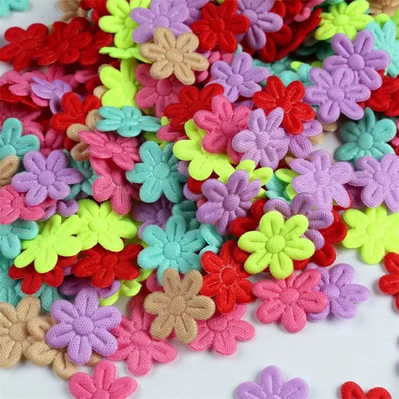 2cm cloth five-petal flower embossing DIY children's hair accessories hairpin jewelry small flower cloth accessories 100pcs/pack