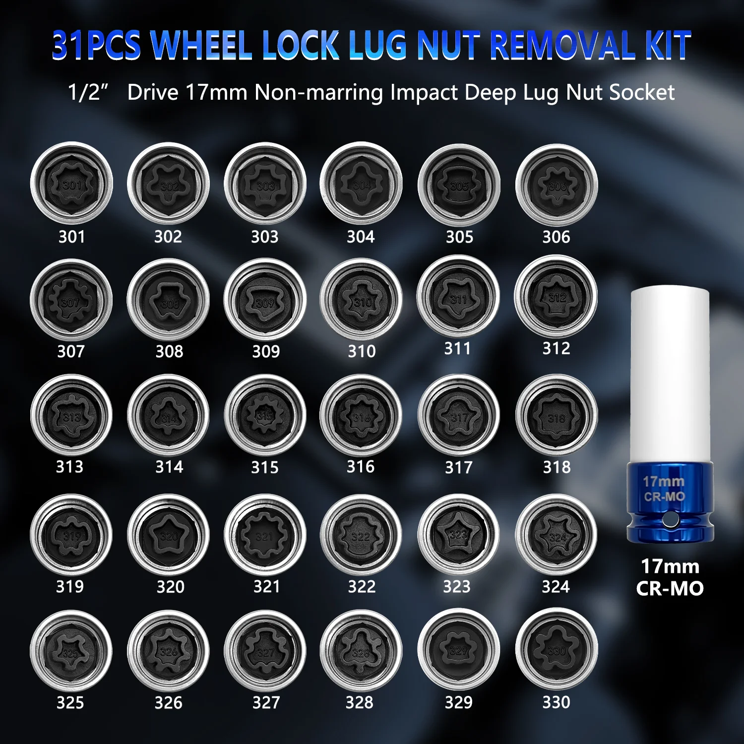 31pcs Car Tire Anti-theft Screw Removal Tool Socket Socket Removal Key for Mercedes-Benz A/B/C/E/S Series GLC/CLA