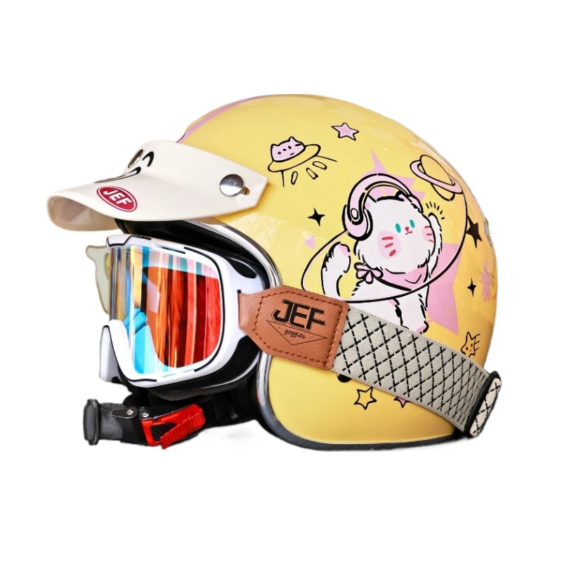 Retro Vintage Small Shell 3/4 Open Face Motorcycle Helmet Unisex Spring Summer For Electric Bike Capacete Casco