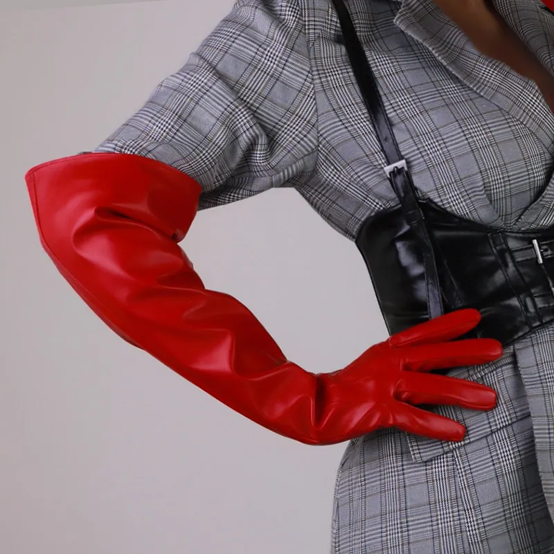 20 Zoll (50 cm) große Puffärmel-Handschuhe, Ellenbogenlange, lockere, weiße Kunstleder-Handschuhe für Mode, Halloween, Weihnachten, Cosplay und Abendveranstaltungen – Detail 33