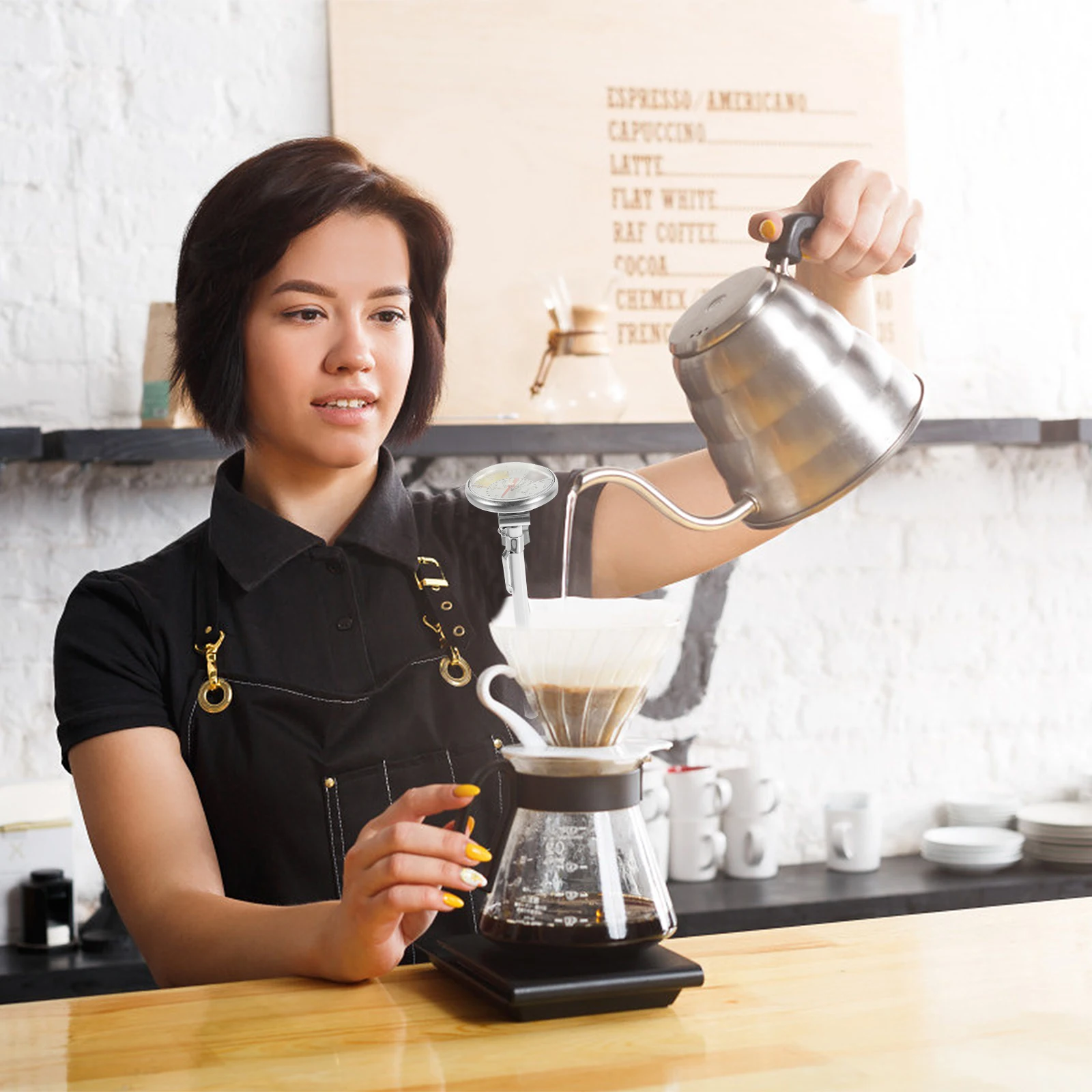 

Premium Stainless Steel Milk Thermometer Portable Compact for Coffee Espresso Cappuccino Brewing Thermometer Tool