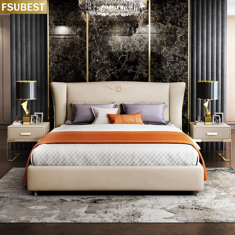 Hotel Double Size Luxury Bed Frame Lit Cama Yatak Letto Letti Bedden Bedroom Furniture Base Para Matrimoniale Double King Set