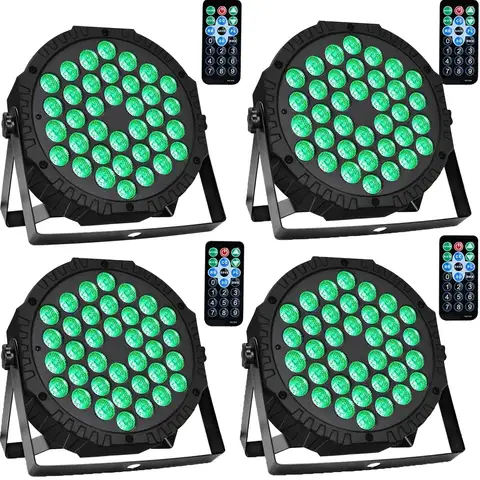 4PCS 36 LED Stage Full Color Flat Par Lighting Effect RGB 3IN1 DMX 512 DJ Disco Party Holiday Christmas Club Wedding Show Lights