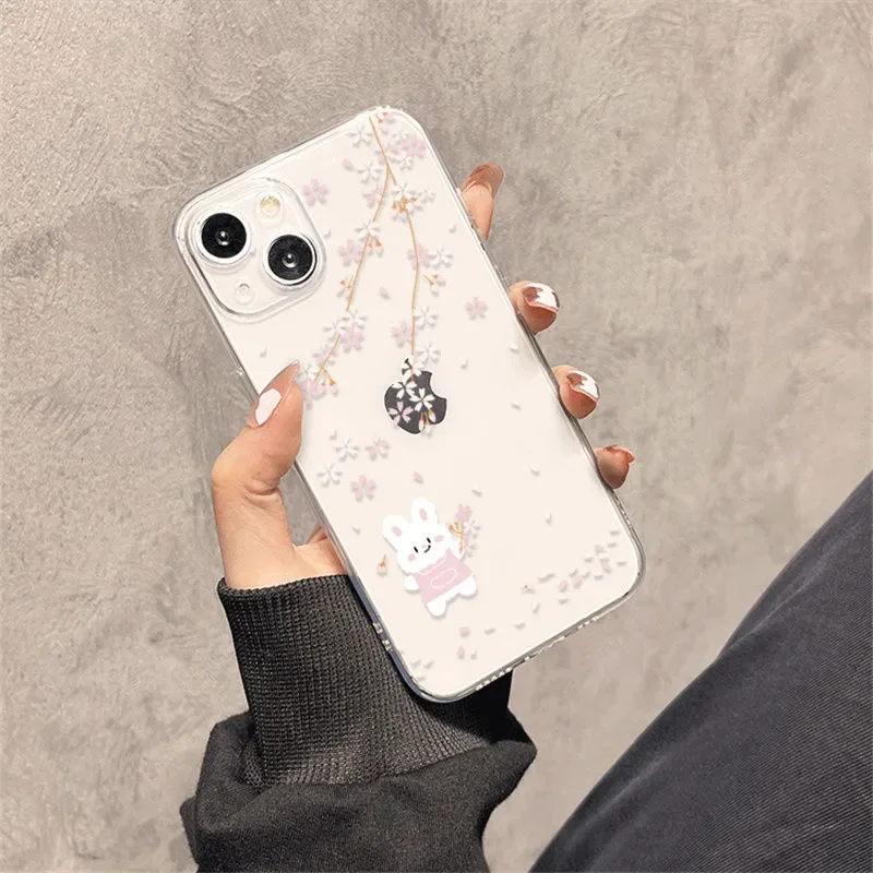 زهر الكرز أرنب القط الكرتون لطيف Kawaii جراب هاتف آيفون 16 15 14 13 12 11 برو XR X ماكس 7 8 زائد MINI Y2K الحظ غطاء #3