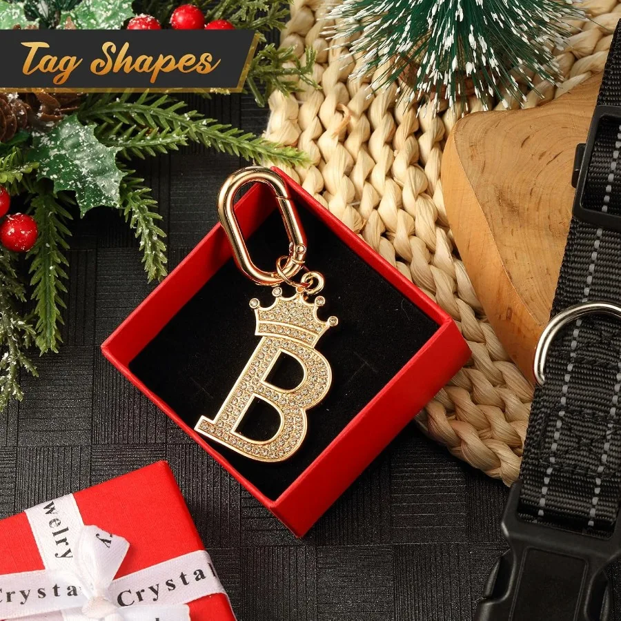 Dog Pet ID Tag Letter Shapes Dog Collar Charm me Tags Pet Persolized Dog Tag with Bling Rhinestones for Most Anti Lost Collar f