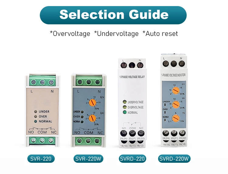 3PCS SVR-220 2520VAC Single Phase Over Under Voltage Relay Protection Monitoring Din Rail Controller