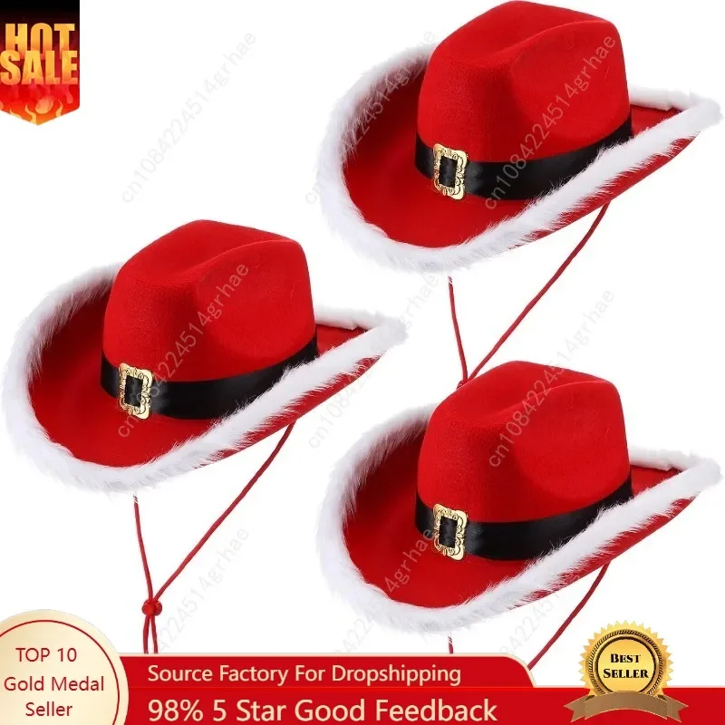 

Boyiee Santa Christmas Cowboy Hat Unisex Cowboy Hat for Men and Women