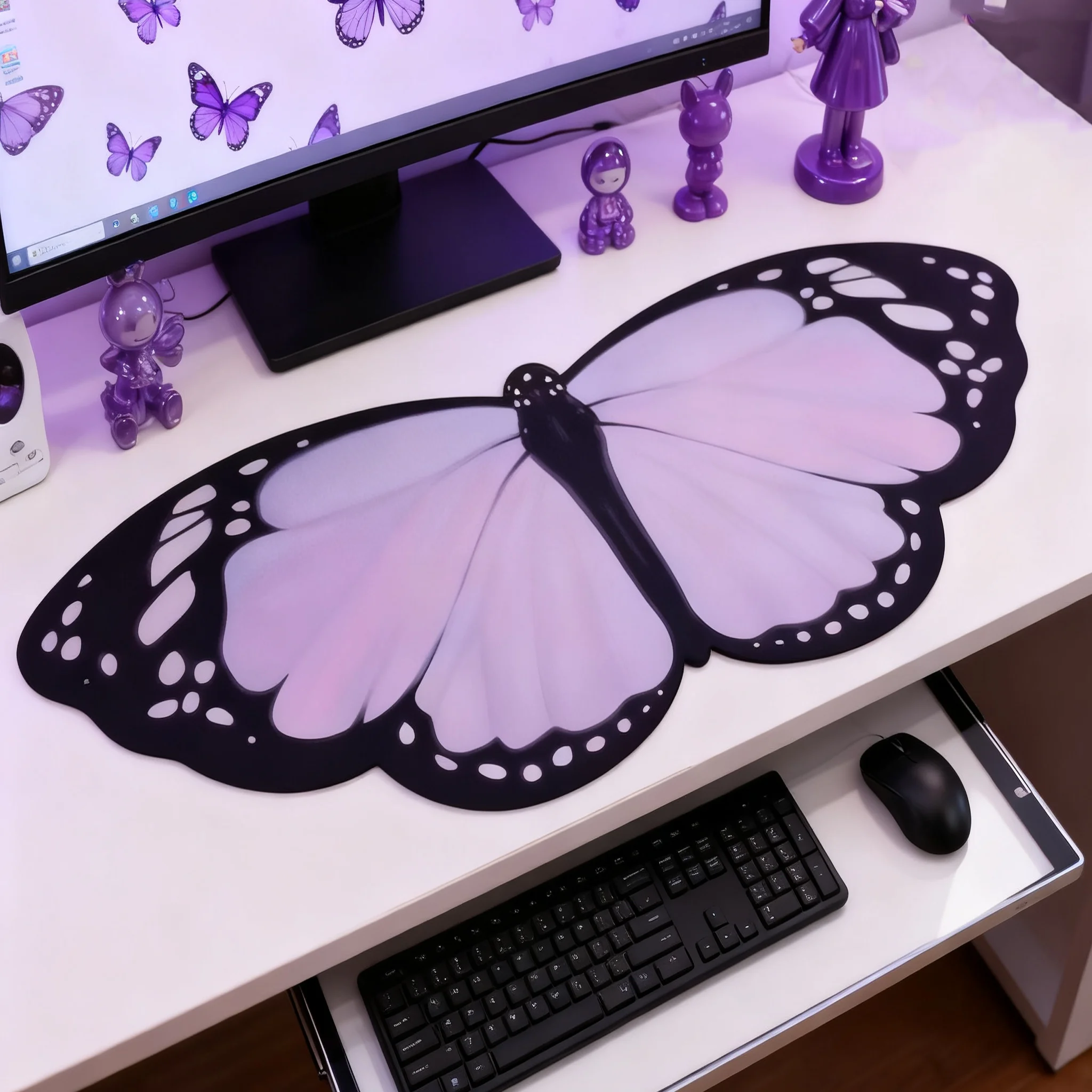 Desk Mat Beautiful Design Wings Mousepads Cute Xl Mat Desk Set Up Accessories Desktop Decor Office Ideas Purple Mouse Pad Lilac