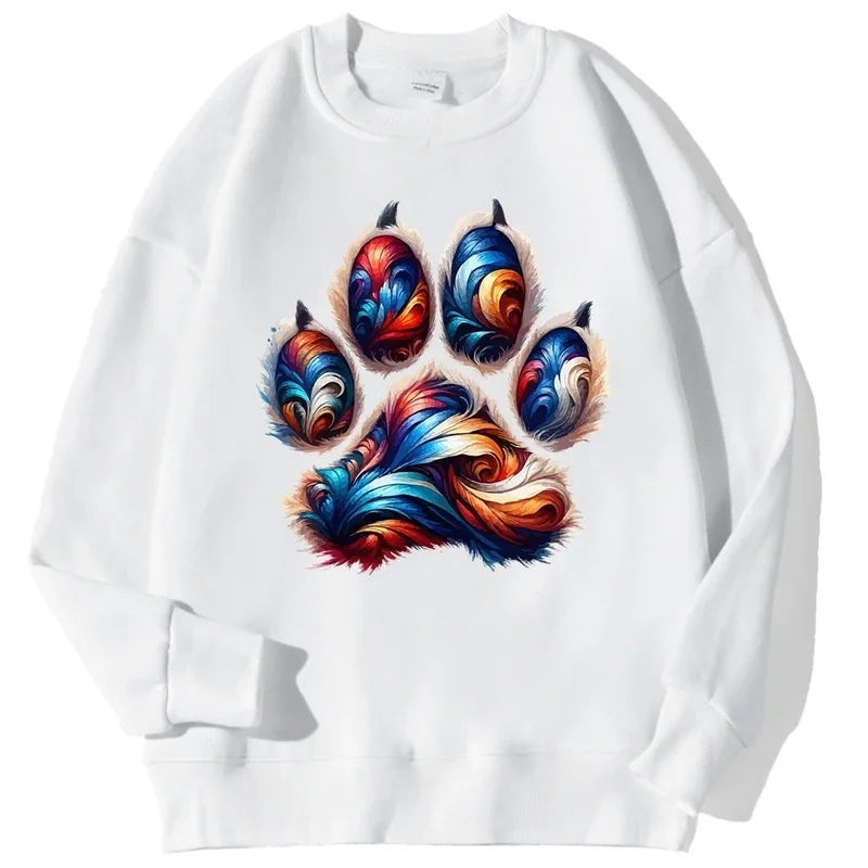 

Colorful Bear Paw Print Men Sweatshirt Long Sleeve Simple Fleece Hoody Autumn S-Xxl Sweatshirt Fashion Quality Tops