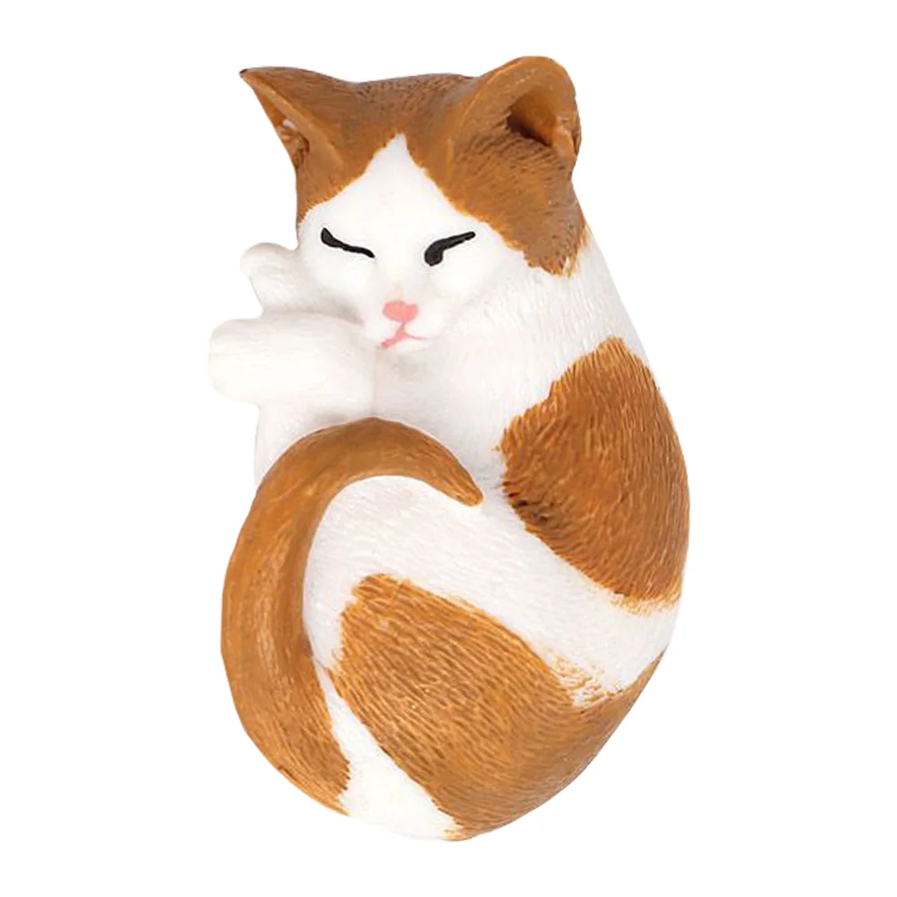 Fairy Cake Decorations Cat Ornaments Adornment Home Pet Animal Figurine Brown Simulation Kitten Lifelike Statue Baby