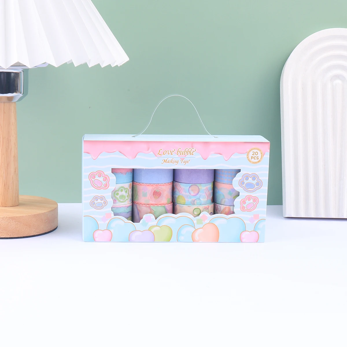 창의적인 사탕 테마의 유화 와시 테이프 12롤/박스, DIY 노트북, 사진 프레임 및 선물 상자 장식에 적합