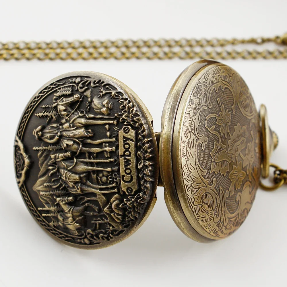 خمر العتيقة ريترو كاوبوي الشرير كوارتز ساعة الجيب الرجال ريترو جيب فوب ساعة سلسلة ساعة عيد ميلاد هدية الكريسماس #4