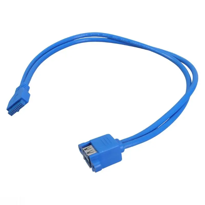

D08B Double USB3.0 A Female 2 Port To USB3.0 20Pin Female Motherboard Mount Expansion Cable Adapter With Screw Hole 30/50cm