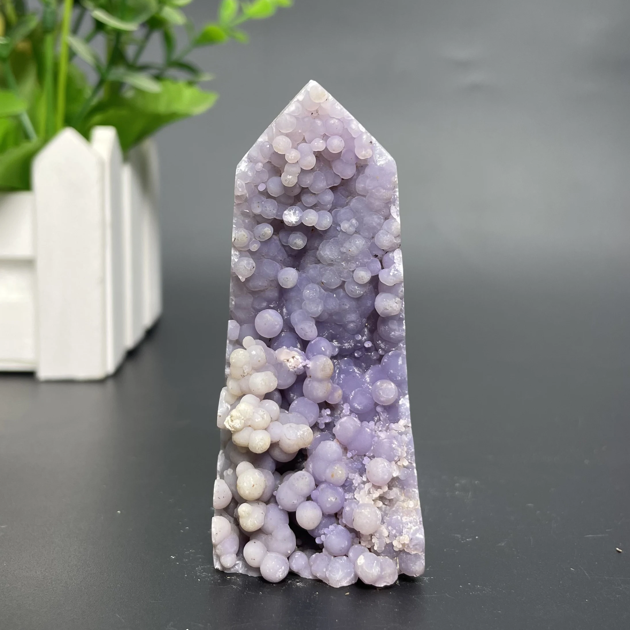 Natural Stone Grape Agate Tower Polished Crystal Wand Point Reiki Healing Gift Room Decor Obelisk