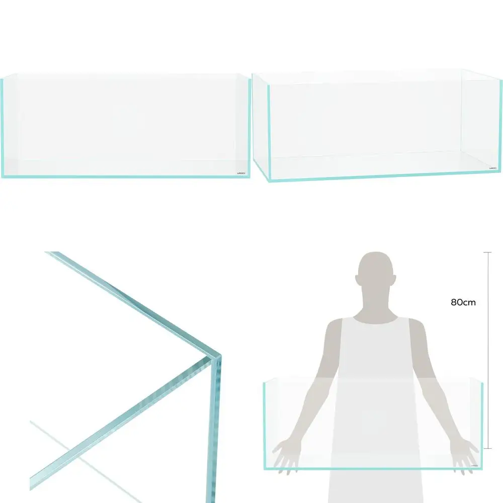 

90s Style 39 Gallon Low Iron Shallow Aquarium Tank with Rimless Design, 35.4L * 19.7W* 14.2H (90cm x 50cm x 36cm), 10mm Thick A