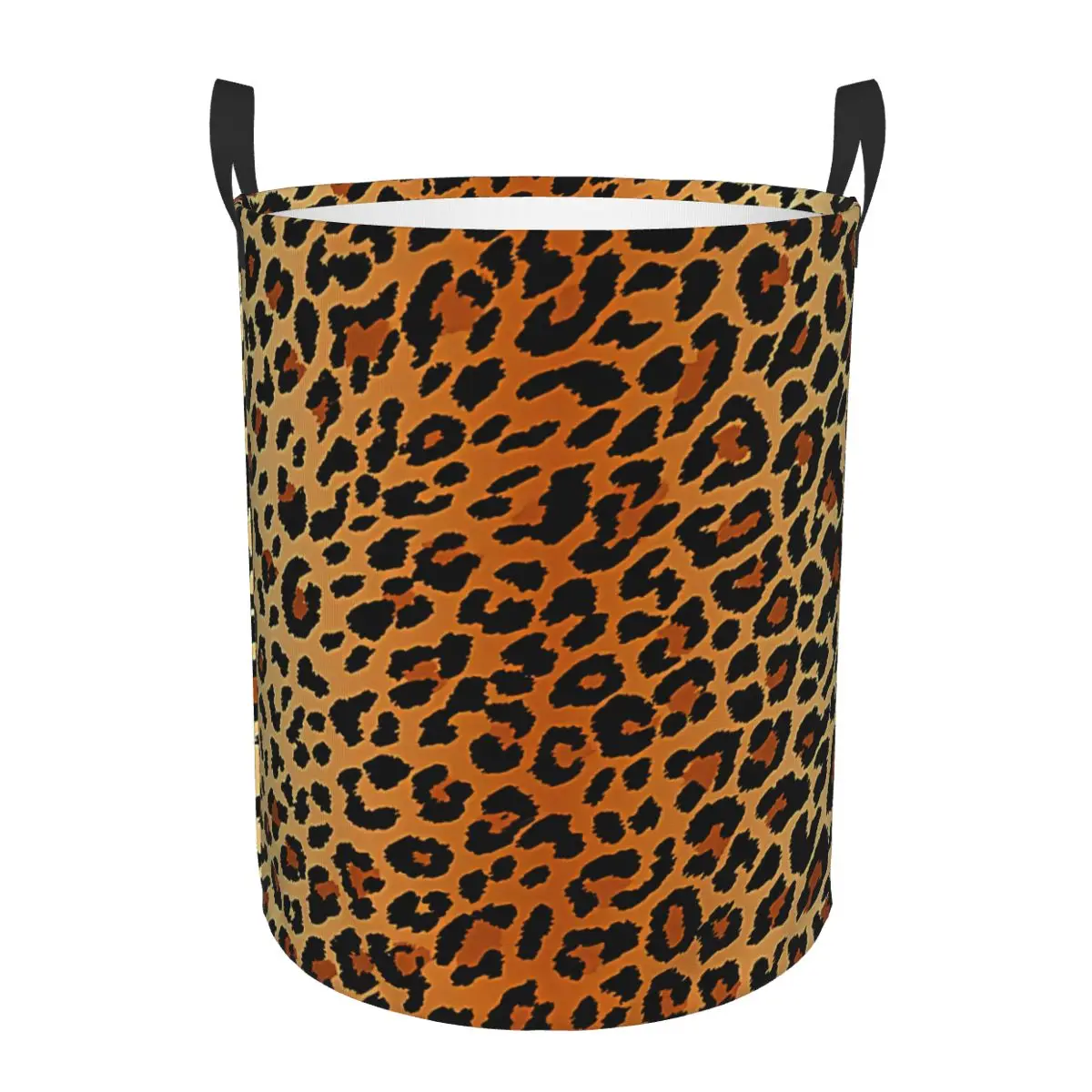 Custom Leopard Print Laundry Basket Foldable Clothes Toy Hamper Storage Bin for Kids Nursery