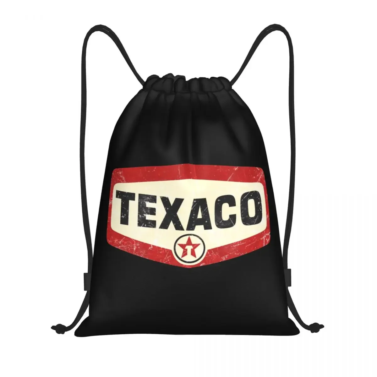 Vintage Texaco Logo Drawstring Backpack Sports Gym Bag for Women Men Shopping Sackpack