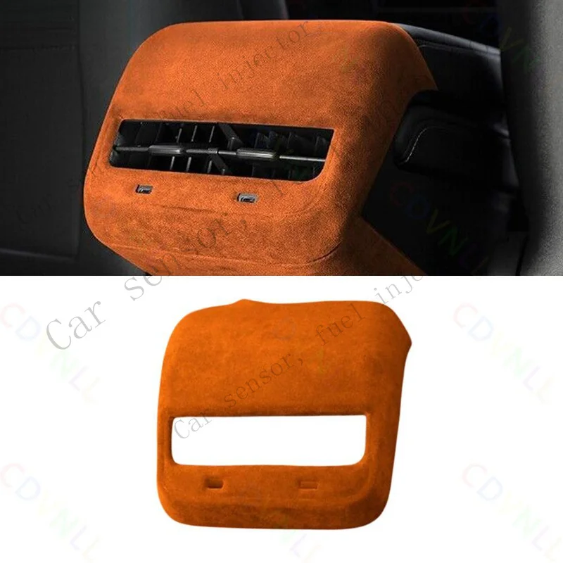 Q+ For Tesla Model 3 Y 2017-2023 Orange Suede Rear Seat Air Outlet Vent Frame Cover