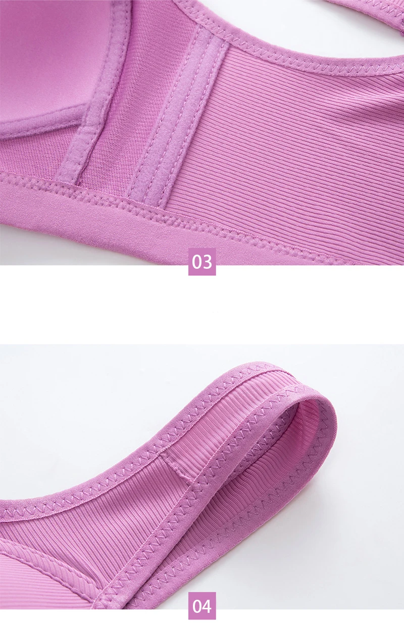 Damen-BH ohne Bügel, Frontverschluss, einfarbig, volle Abdeckung, feste Cups, Push-up-BH, stützender BH, stoßfeste Unterwäsche – Detail 11