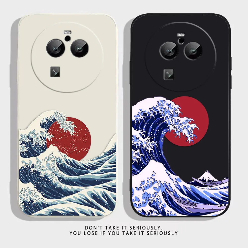 Japanese Illustrator Waves Sunset Phone Case For OPPO FIND X5 X6 X3 X2 REALME X7 X50 RENO ACE 2 2Z 4Z 4 6 7 Lite 4G 5G PRO Case