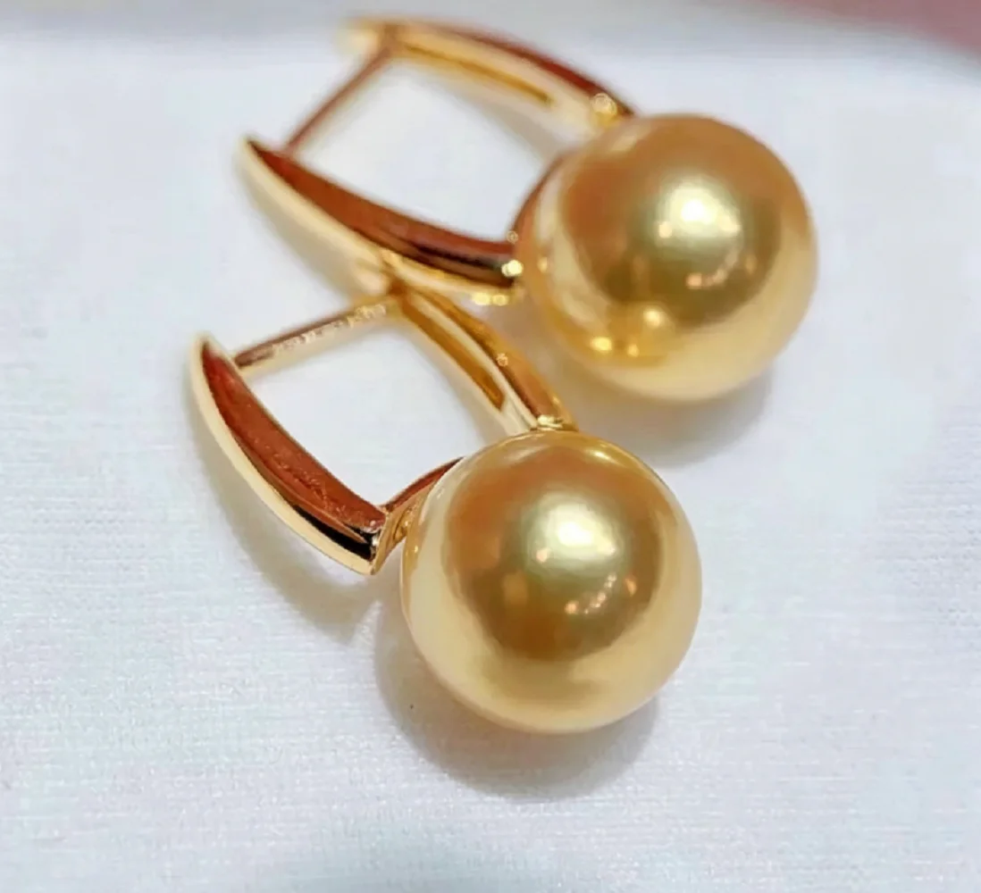 

Gorgeous AAAA9-10mm/10-11mm/11-12mm/12-13mm Natural South Sea Golden Pearl Earrings 925s