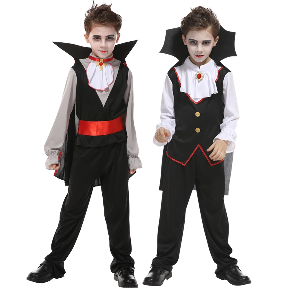 Halloween Kids Medieval Vampire Dracula Cosplay Costume Carnival Purim Party Fantasia Dress UP Stage Performance