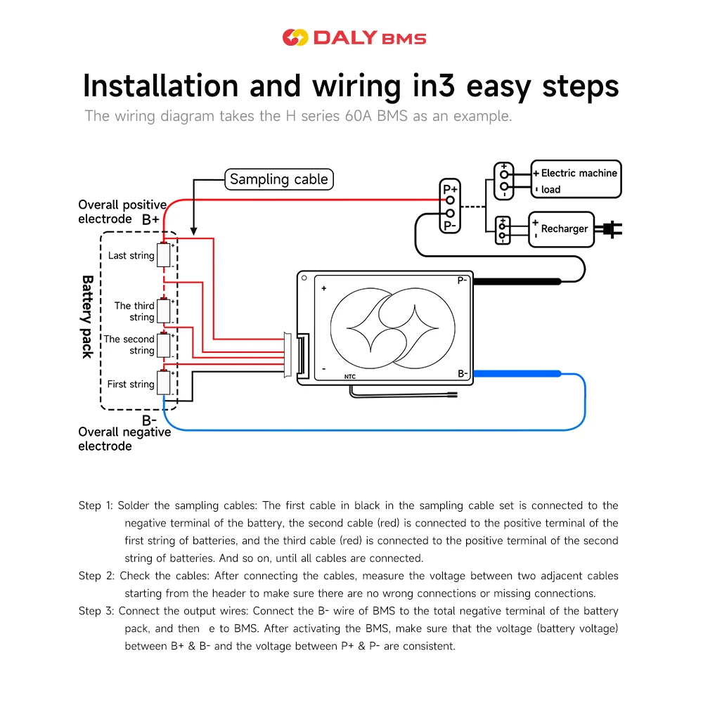 DALYBMS Li-ion 7S 24V 10S 36V 13S 48V 20A 40A 60A Батарея с балансом низкой высокотемпературной защиты от отключения Daly BMS