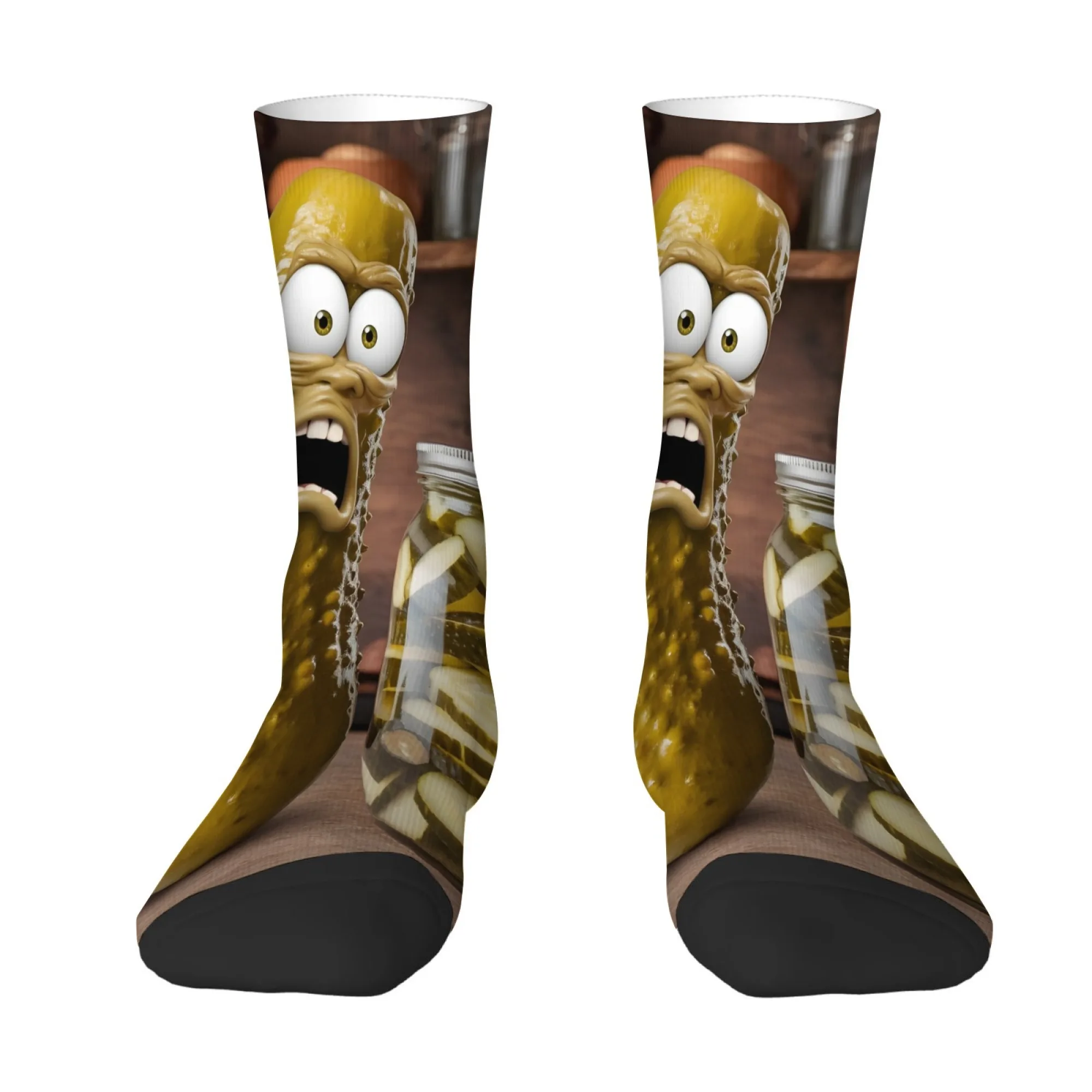 Lustige, traurige eingelegte Gurkenscheiben-Socken für Herren – weiche, bequeme, atmungsaktive, stilvolle Streetwear und ausgefallene Outdoor-Socken
