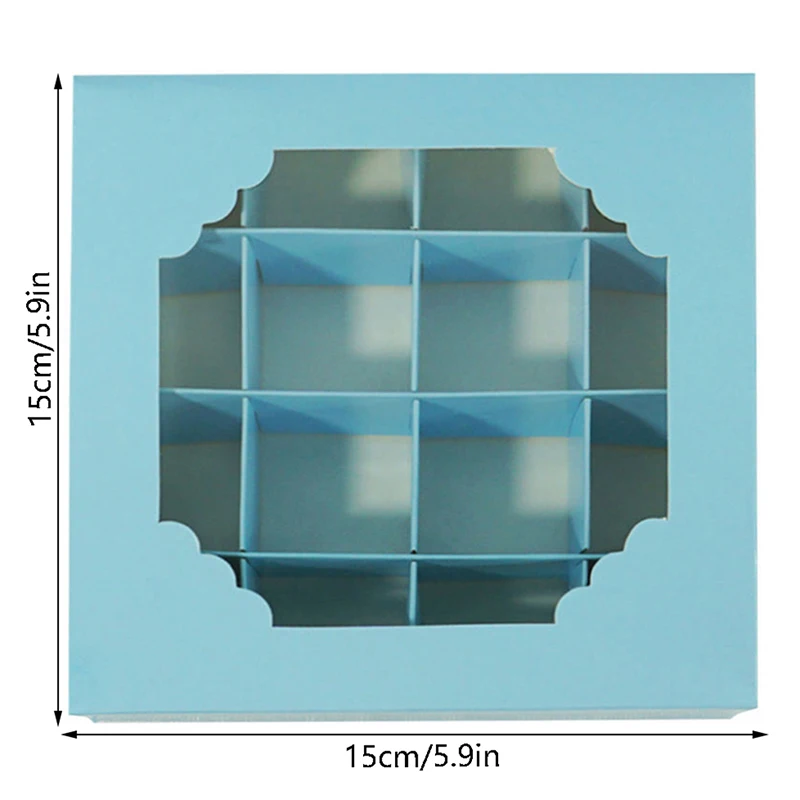 透明な窓と仕切り付きのパーティーカップケーキボックス、パッケージボックス、空のギフトキャンディーボックス、チョコレートケーキ、16グリッド